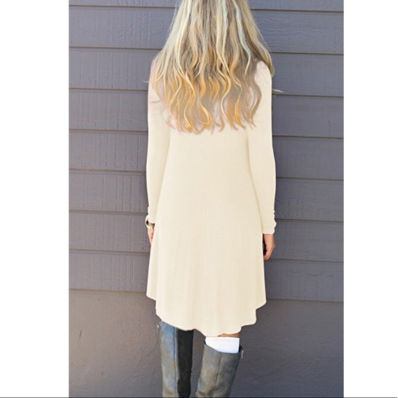 Cream Asymmetrical Boyfriend Shirt Dress - Picture 2 of 4